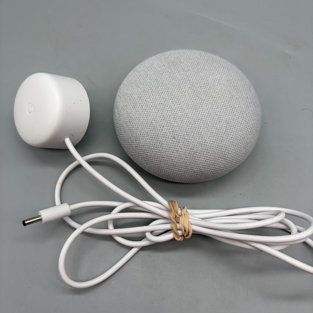 Google Nest Mini (2nd Gen) Smart Speaker & Cable - Chalk - Tested